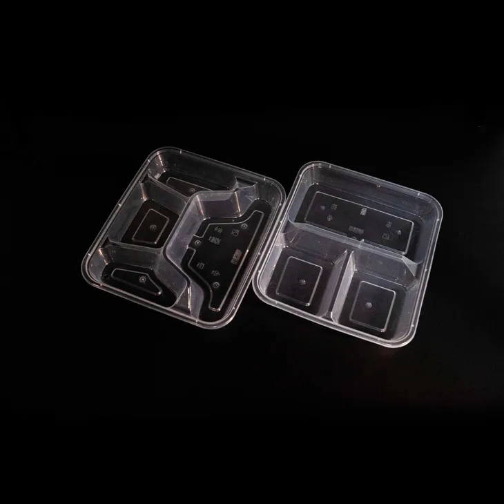 Triple and Quadruple Compartment Plastic Food Boxes - Ideal for One-Time Use (4) Triple and Quadruple Compartment Plastic Food Boxes - Ideal for One-Time Use (4)